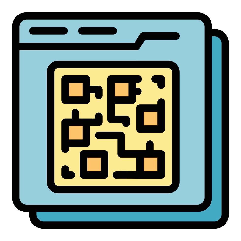 Qr code icon color outline vector