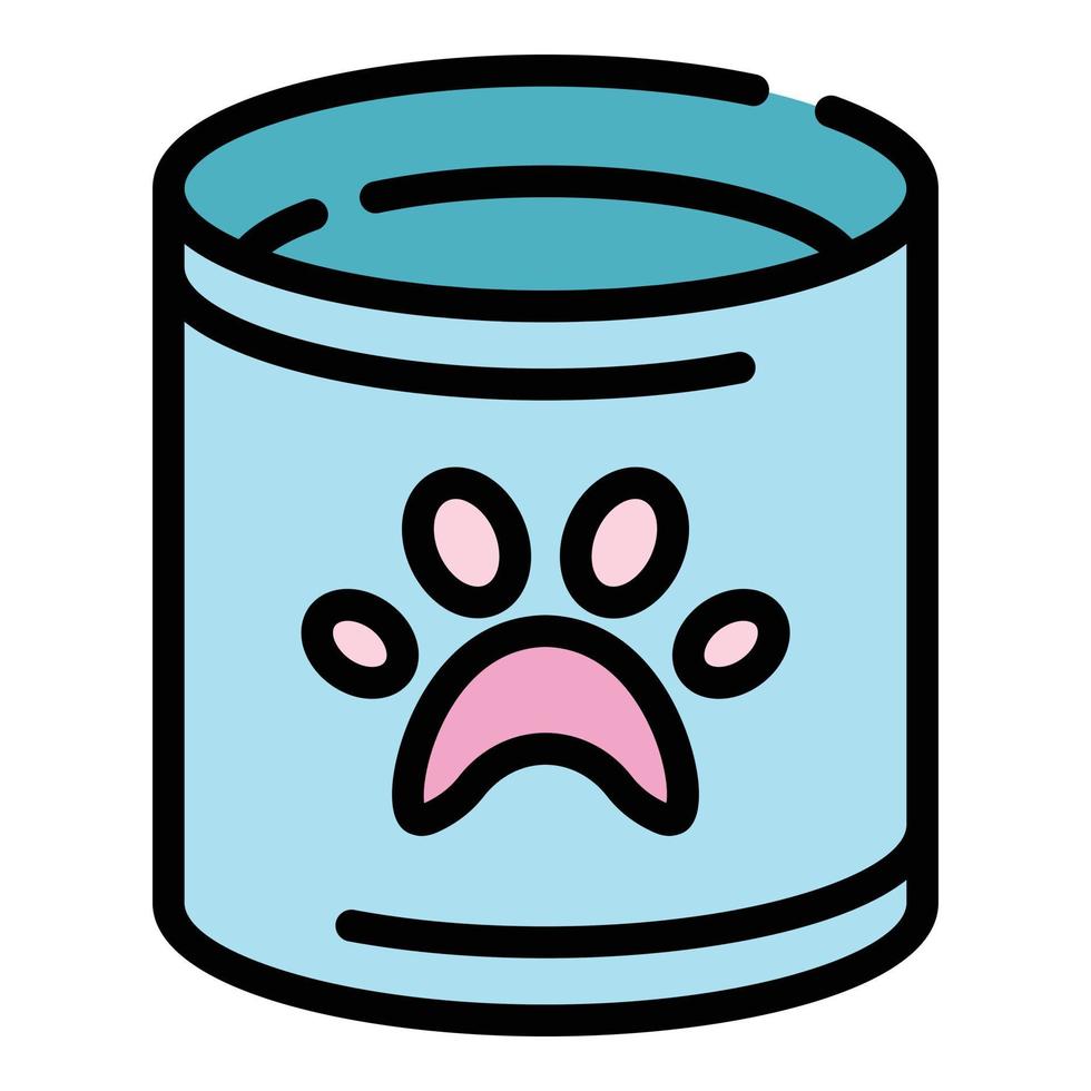 Paw canned food icon color outline vector