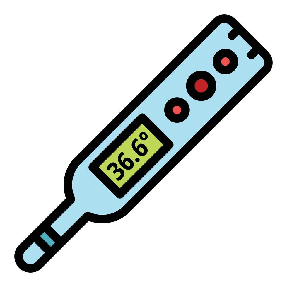 Fever digital thermometer icon color outline vector