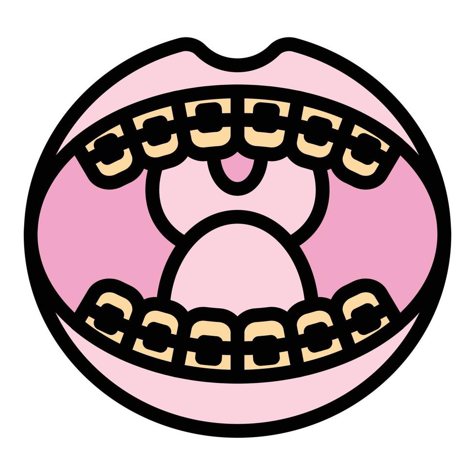 Open mouth braces icon color outline vector