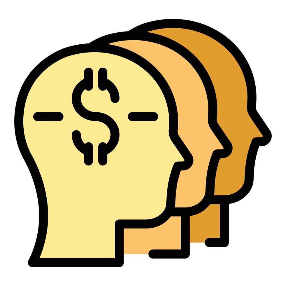 vector de contorno de color de icono de dólar de cerebro