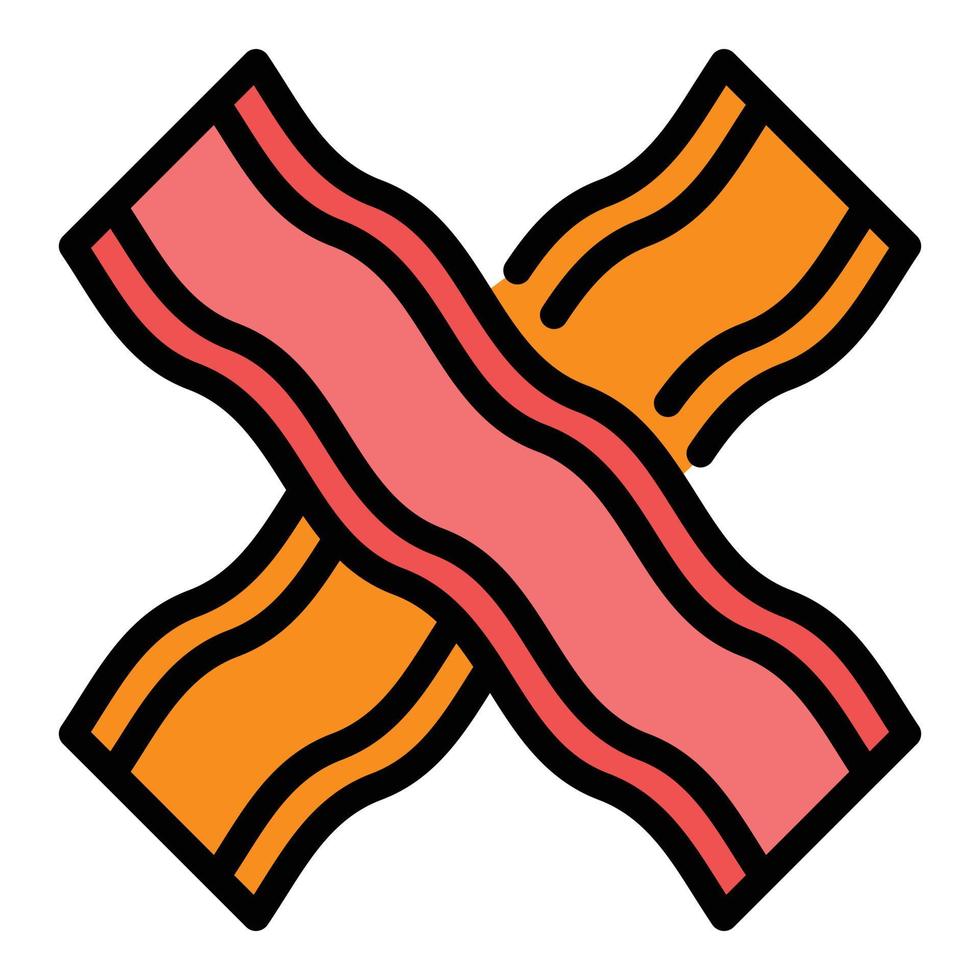 Bacon menu icon color outline vector