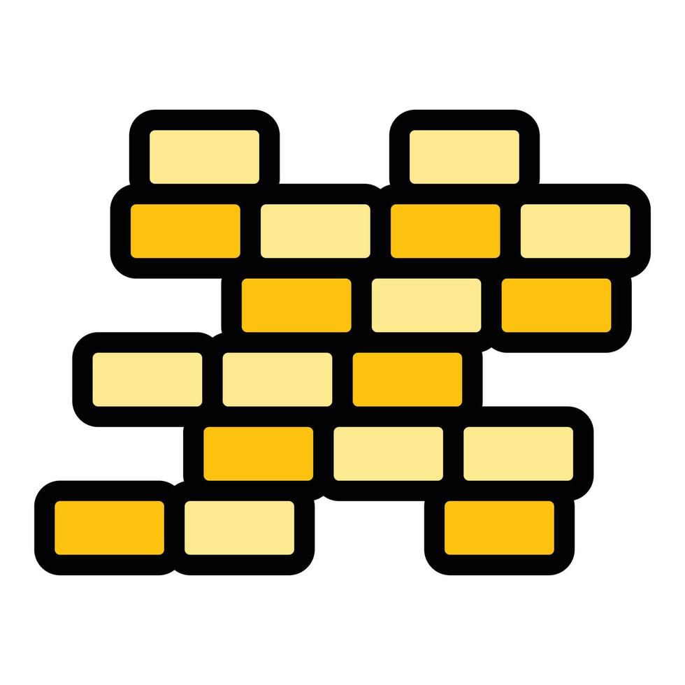 Destroyed brick wall icon color outline vector