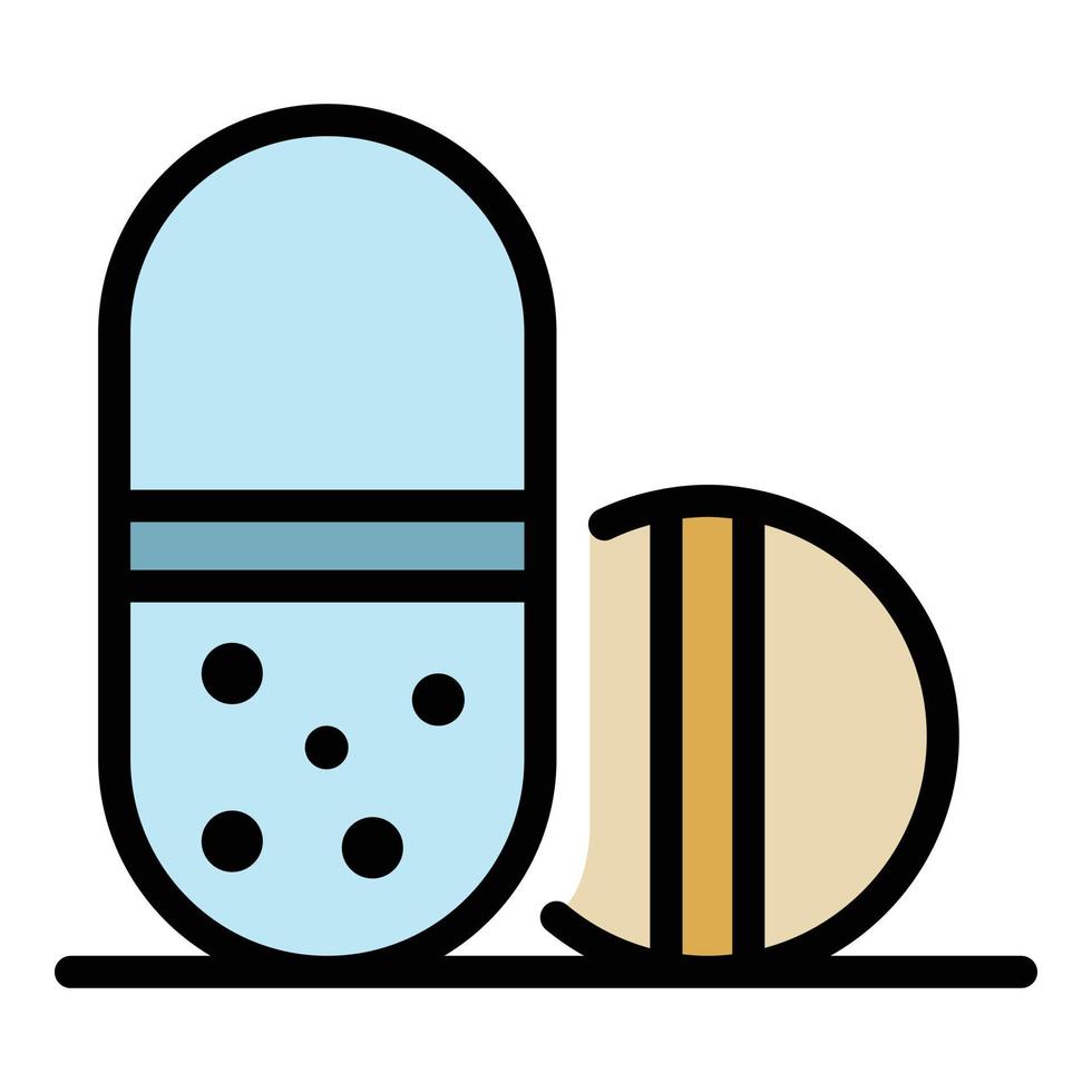 vector de contorno de color de icono de píldoras médicas