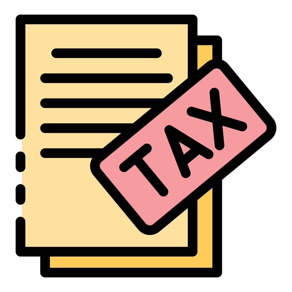Tax paper icon color outline vector