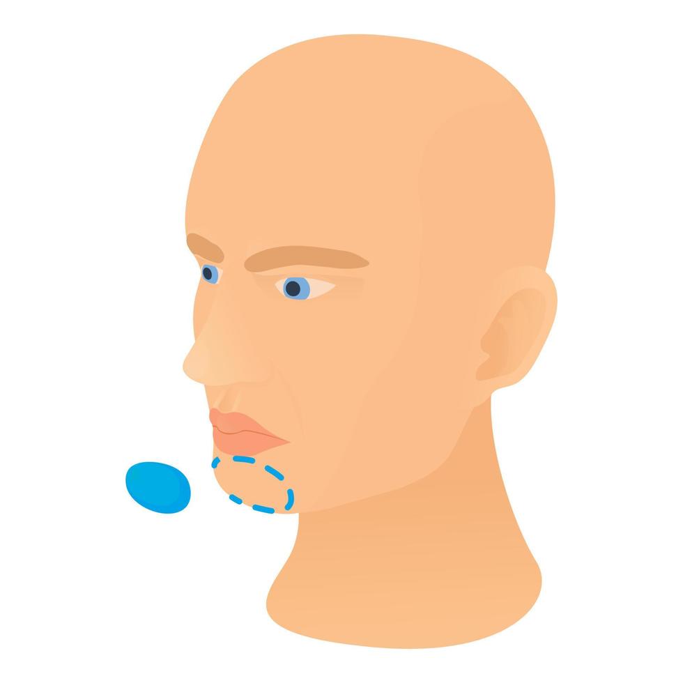 Chin plastic correction icon, cartoon style vector