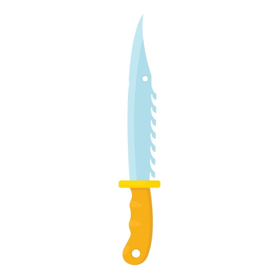 Hunting knive with teeth icon, cartoon style vector