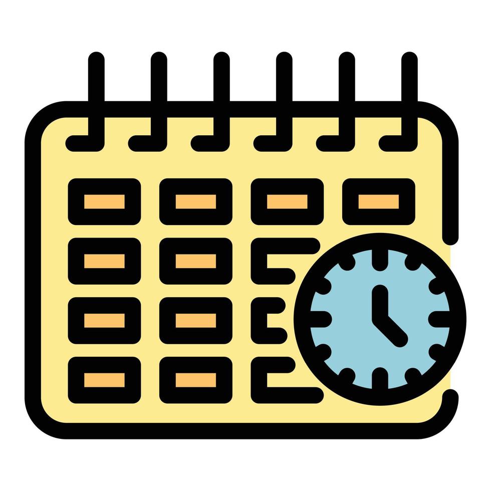 vector de contorno de color de icono de calendario y reloj