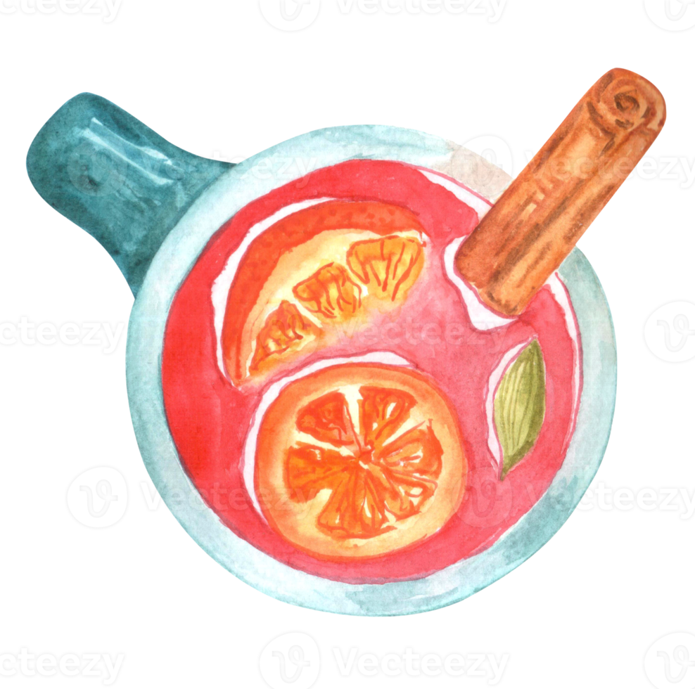 Watercolor cup of mulled wine png