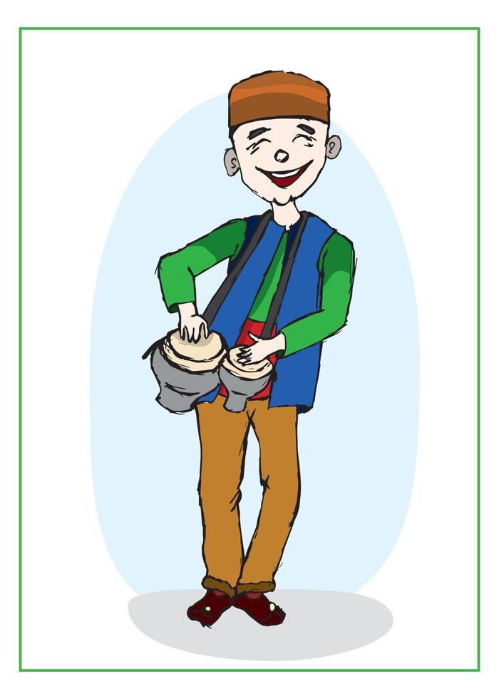 A Kesa man dances on Novruz holiday vector