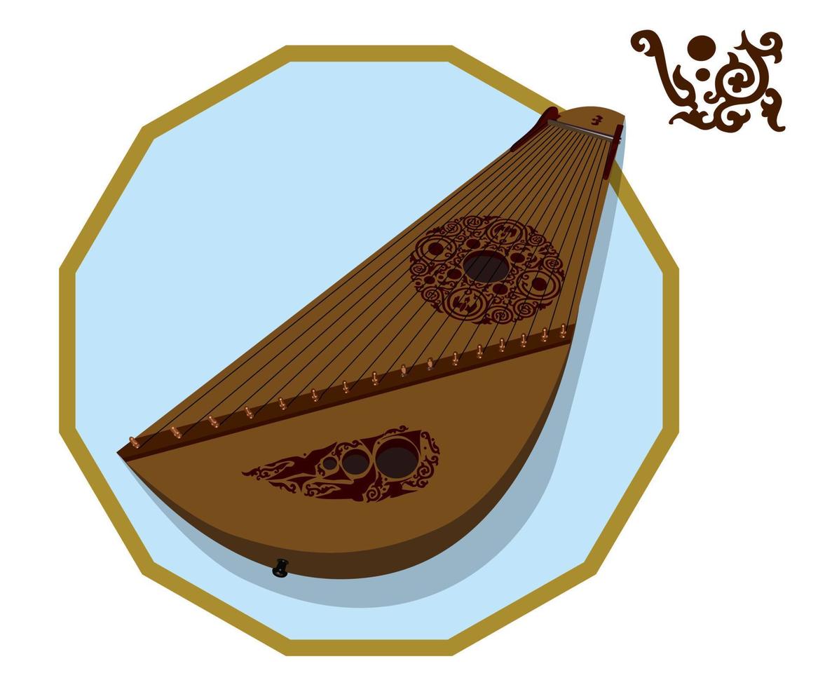 Gusli is an old Russian instrument belonging to the category of stringed, plucked instruments vector