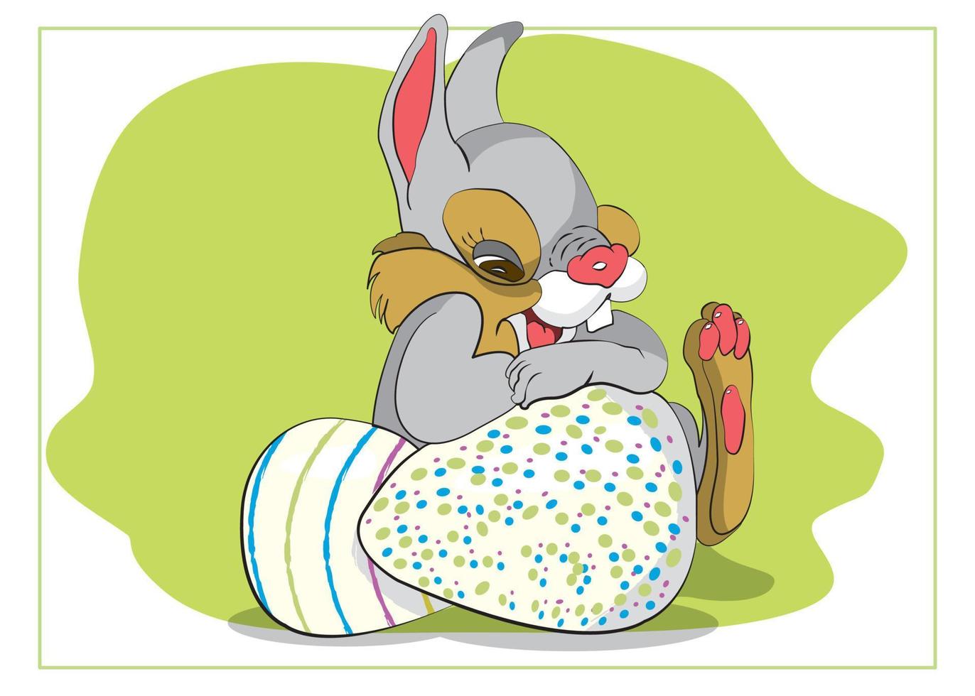 Laughing Easter Bunny with Easter Eggs honor of the holiday of Holy Easter vector