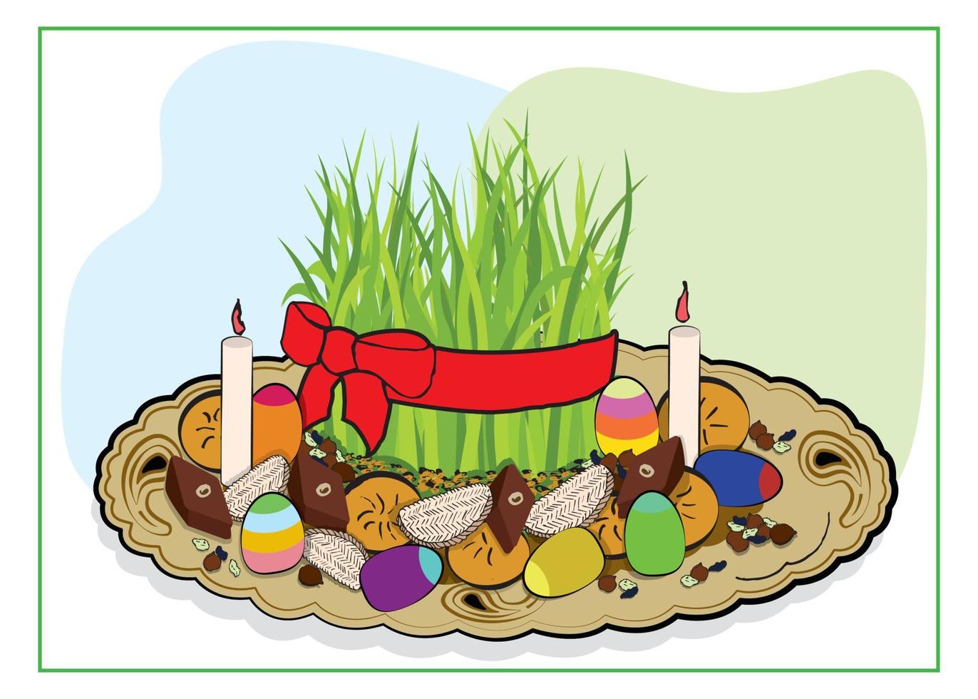 Xoncha Tray with sweets and syamyan in honor of Novruz vector