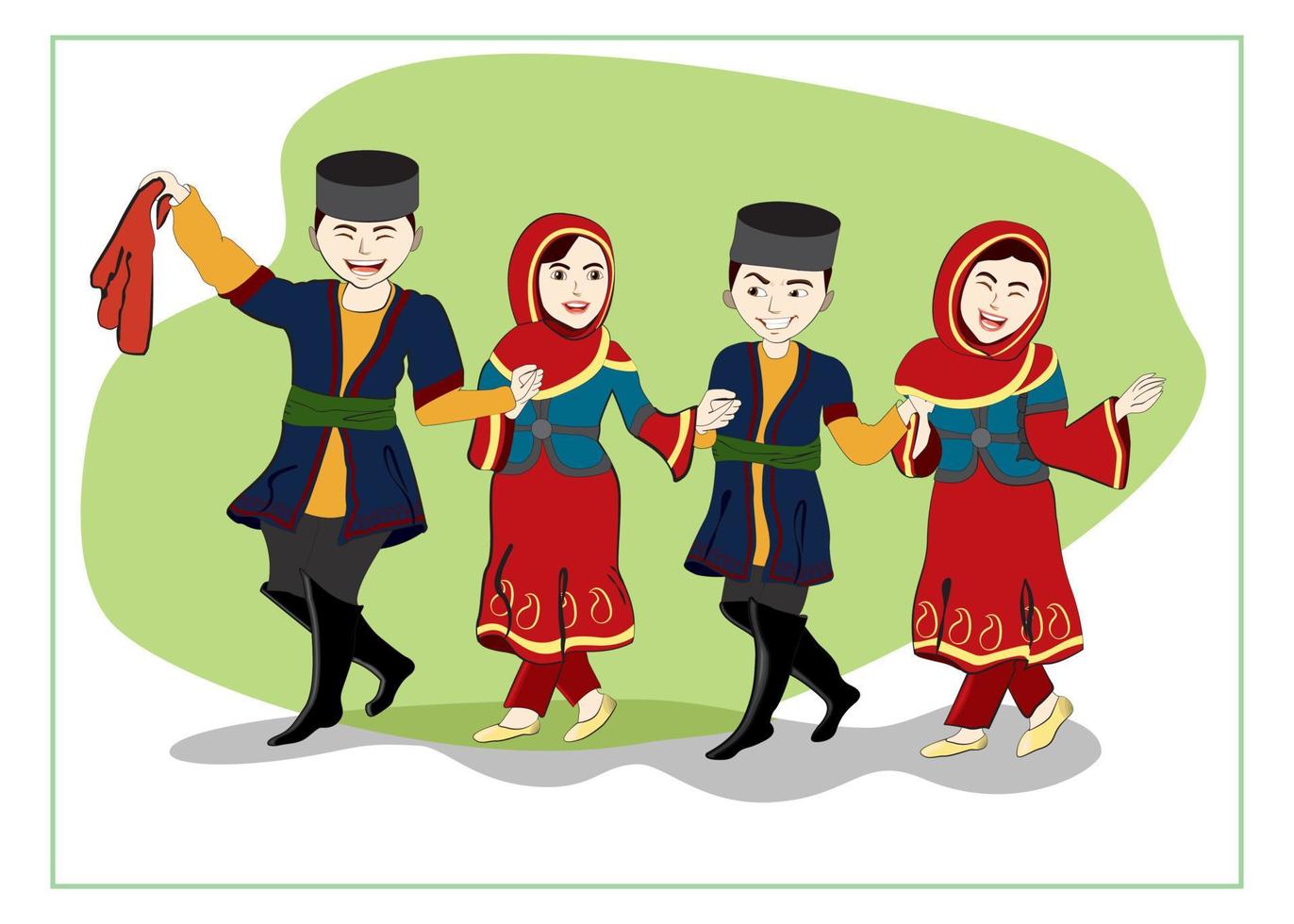 National Azerbaijani dance yally in honor of Novruz holiday vector