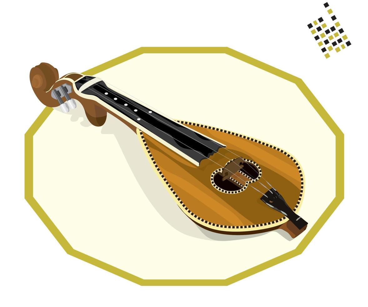 Cretan lira - a pear-shaped three-stringed bowed musical instrument vector