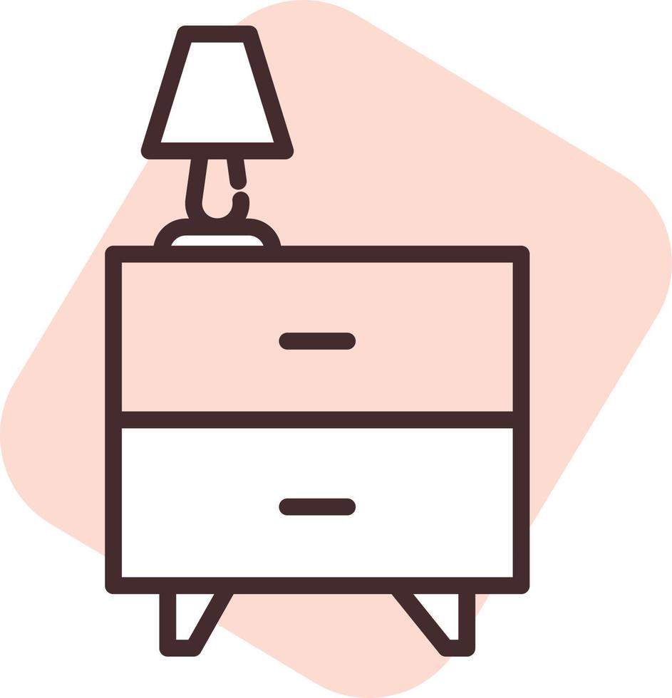 Furniture bedside table, icon, vector on white background.