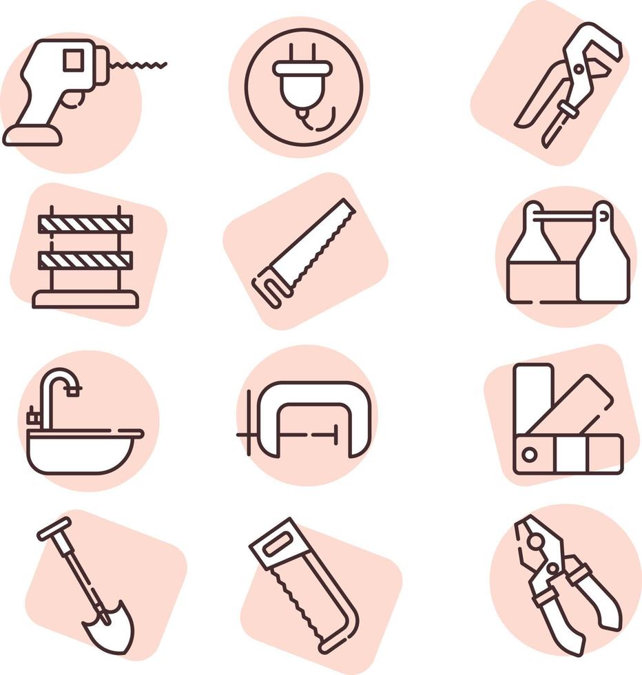 Construction equipment, icon, vector on white background.