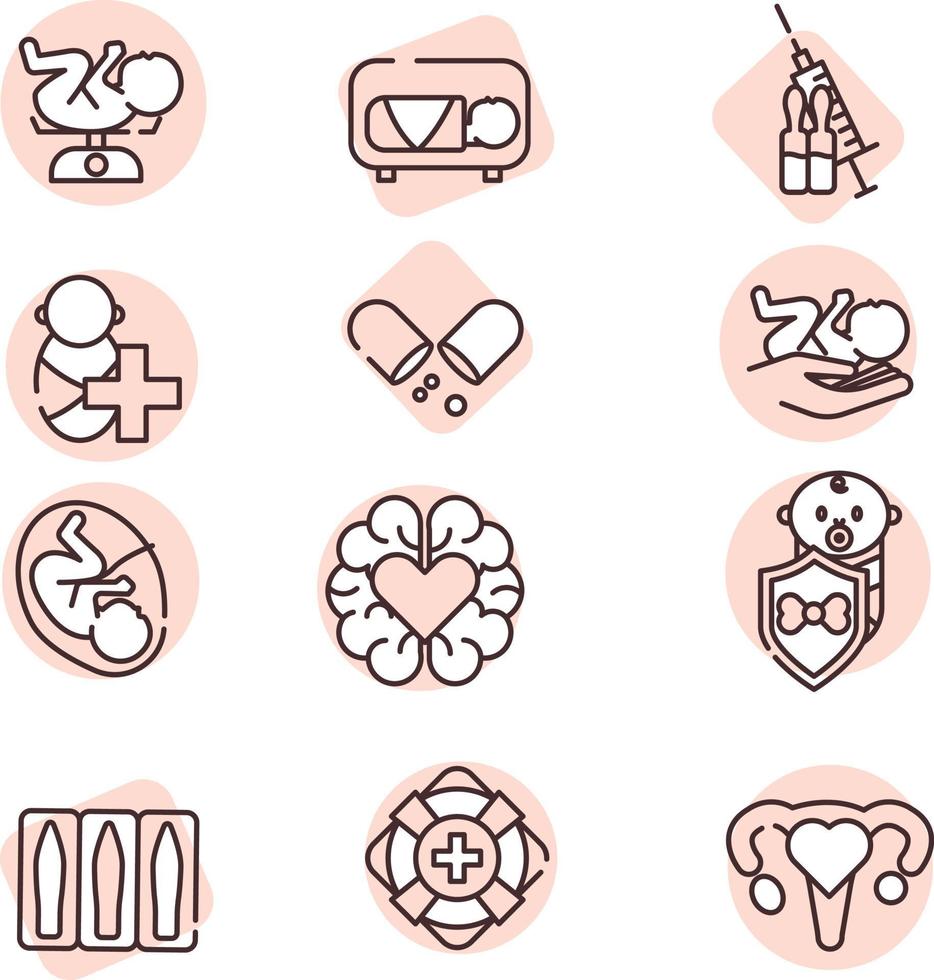 Baby care icon set, icon, vector on white background.