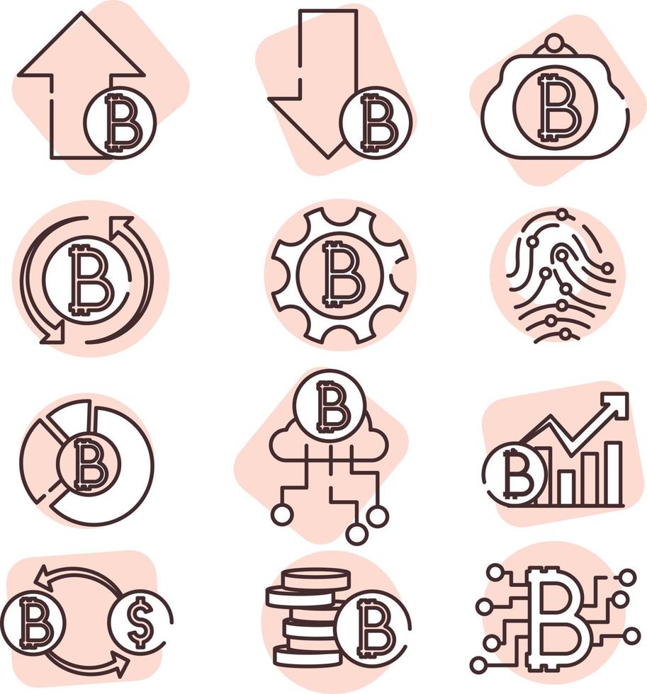 Blockchain icon set, icon, vector on white background.