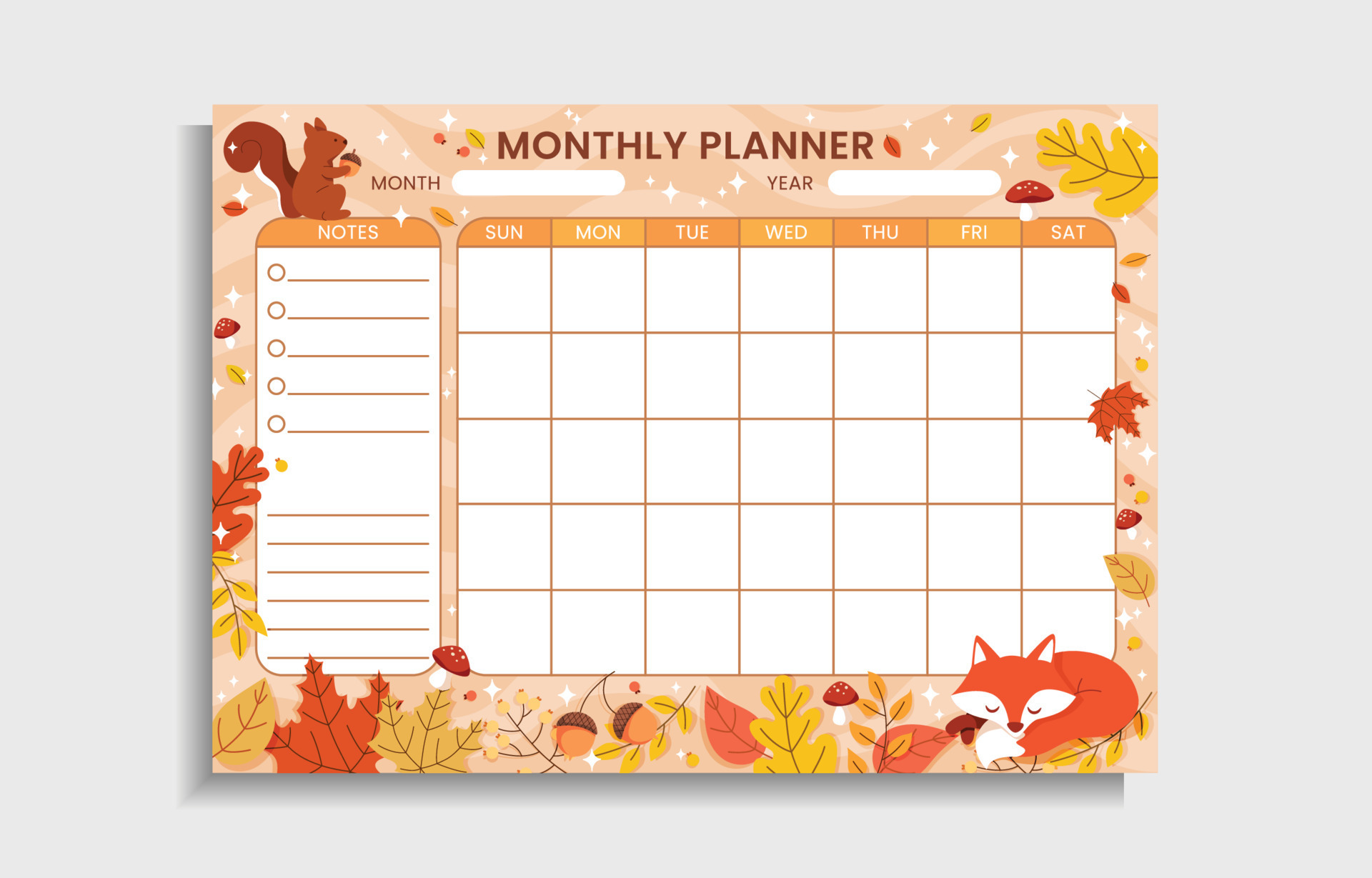 Autumn Themed Monthly Planner 15266875 Vector Art At Vecteezy autumn-themed-monthly-planner-15266875-vector-art-at-vecteezy