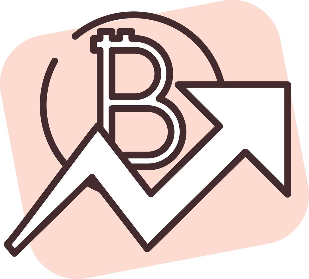 Blockchain increase, icon, vector on white background.