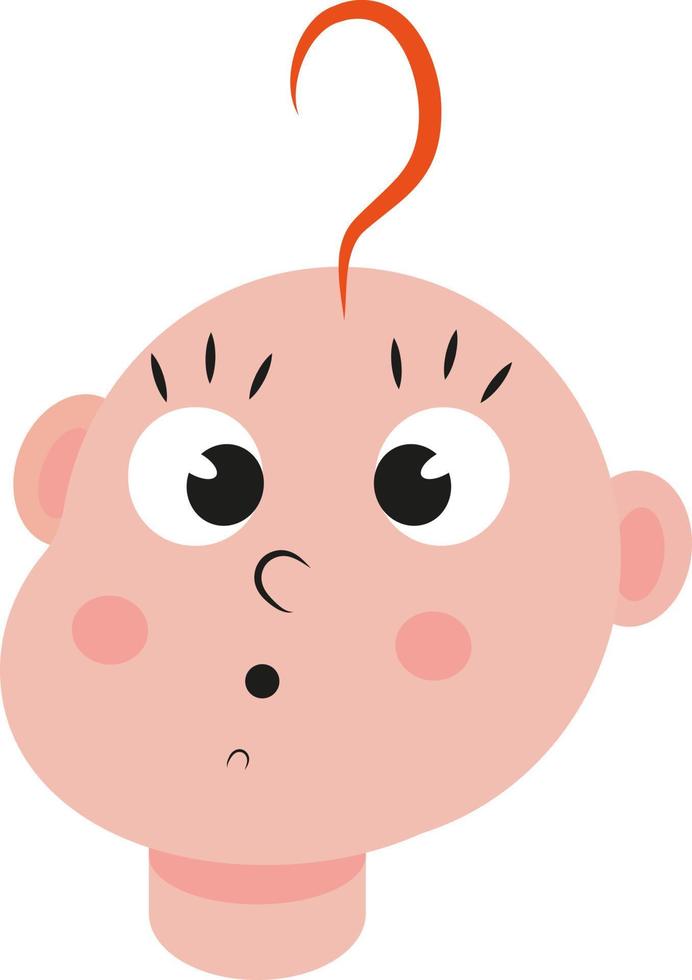 Baby mood wondering, icon, vector on white background.