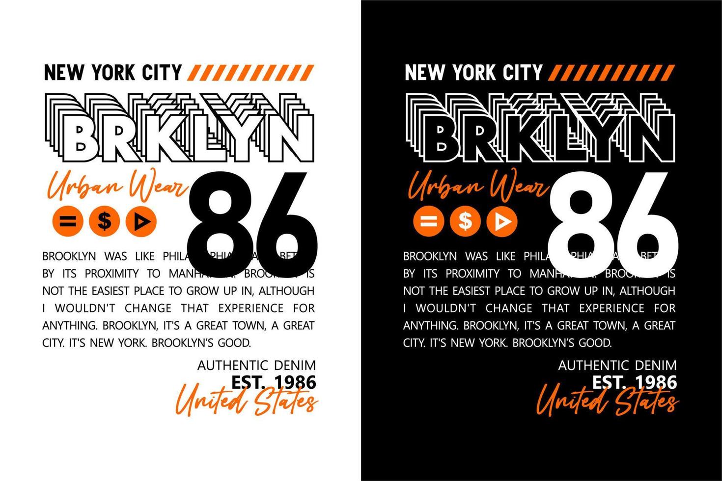 tipografía brooklyn para diseño de camisetas vector