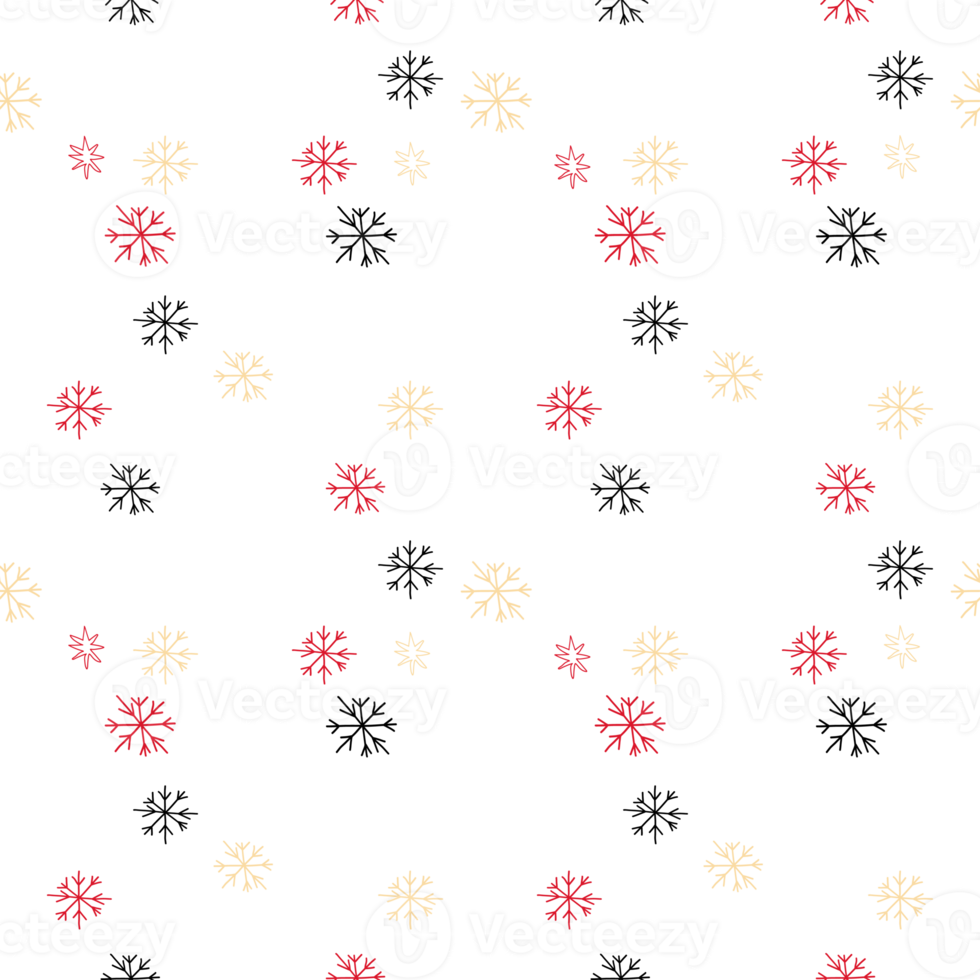 Seamless pattern with colorful snowflakes against png