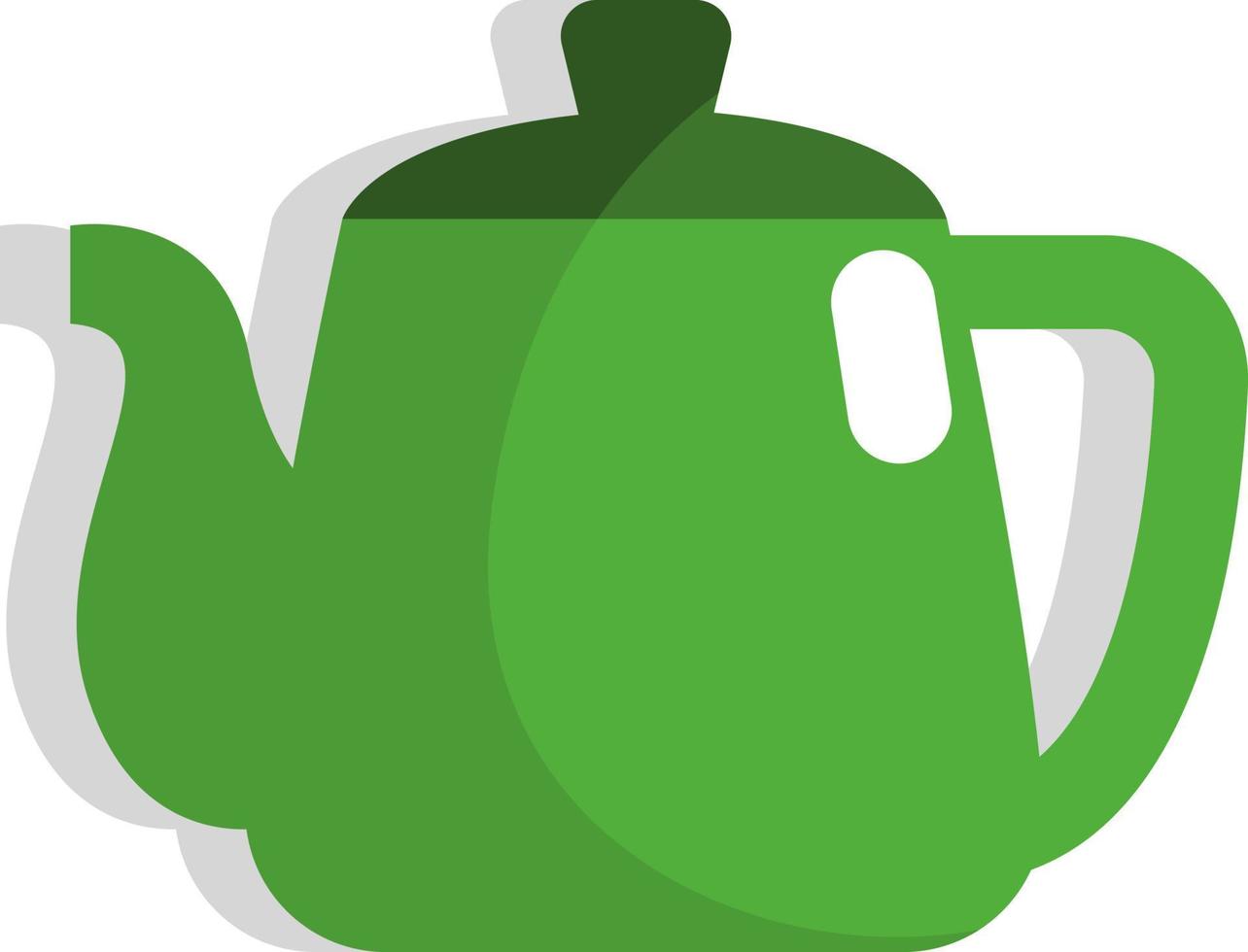 Green tea teapot, icon, vector on white background.
