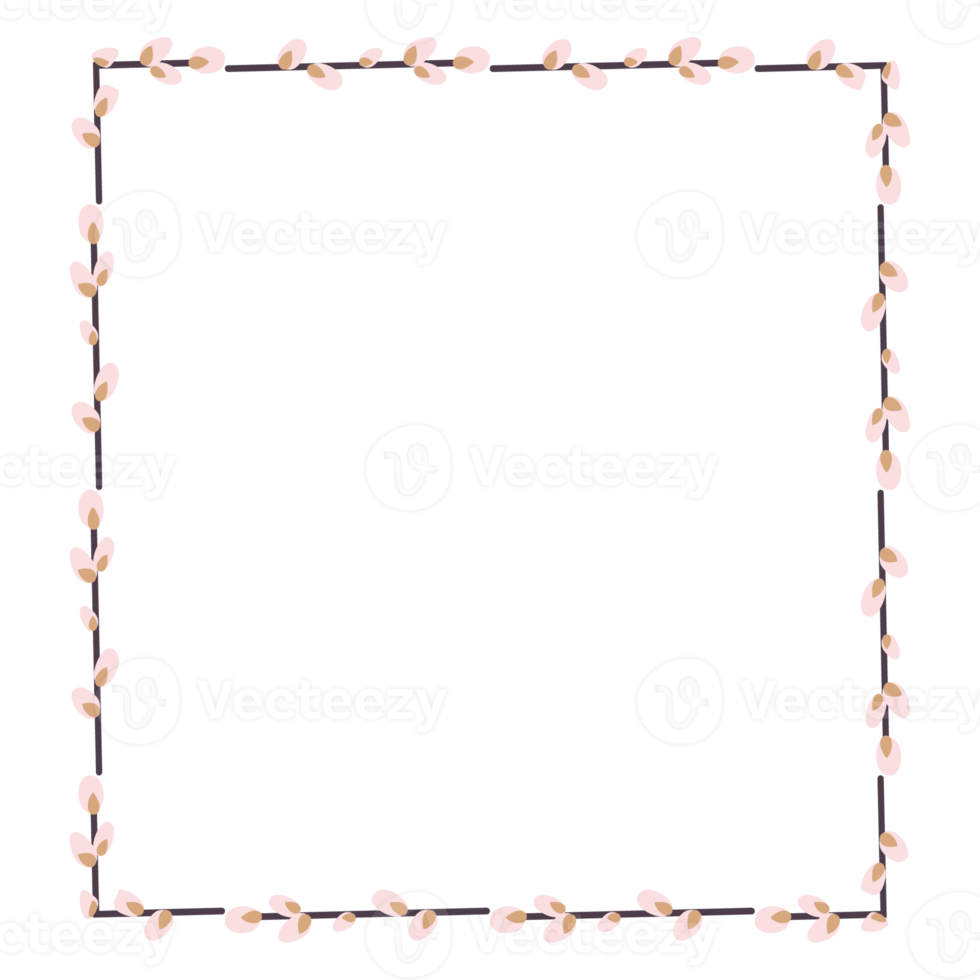 marco cuadrado hecho de ramitas de sauce. marco de pascua png