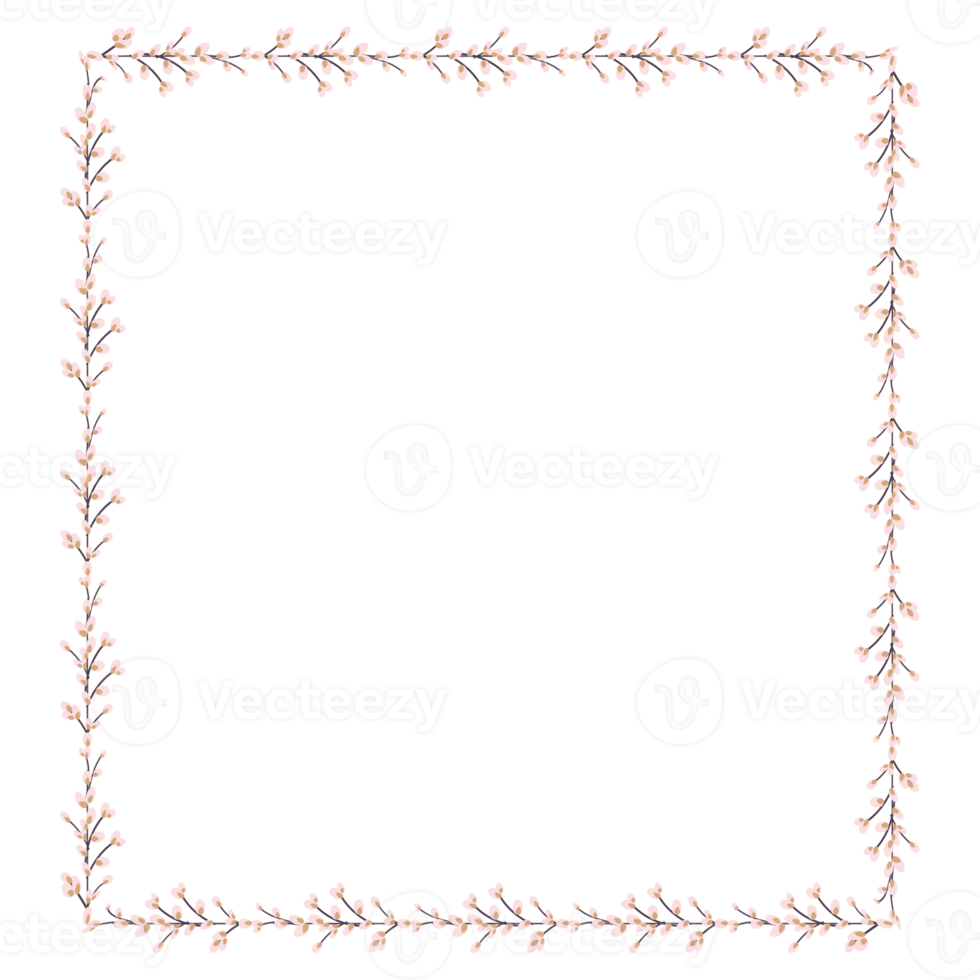 marco cuadrado hecho de ramitas de sauce. marco de pascua png