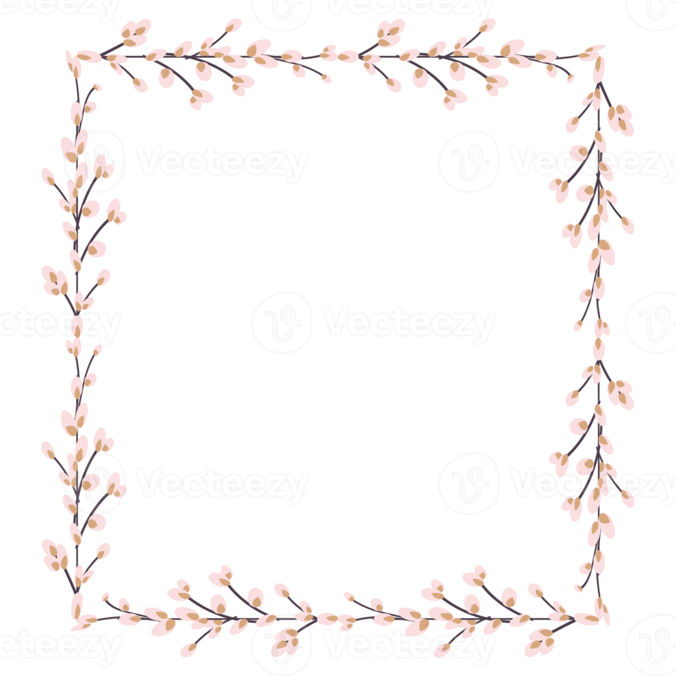 fyrkant ram tillverkad av vide kvistar. påsk ram png