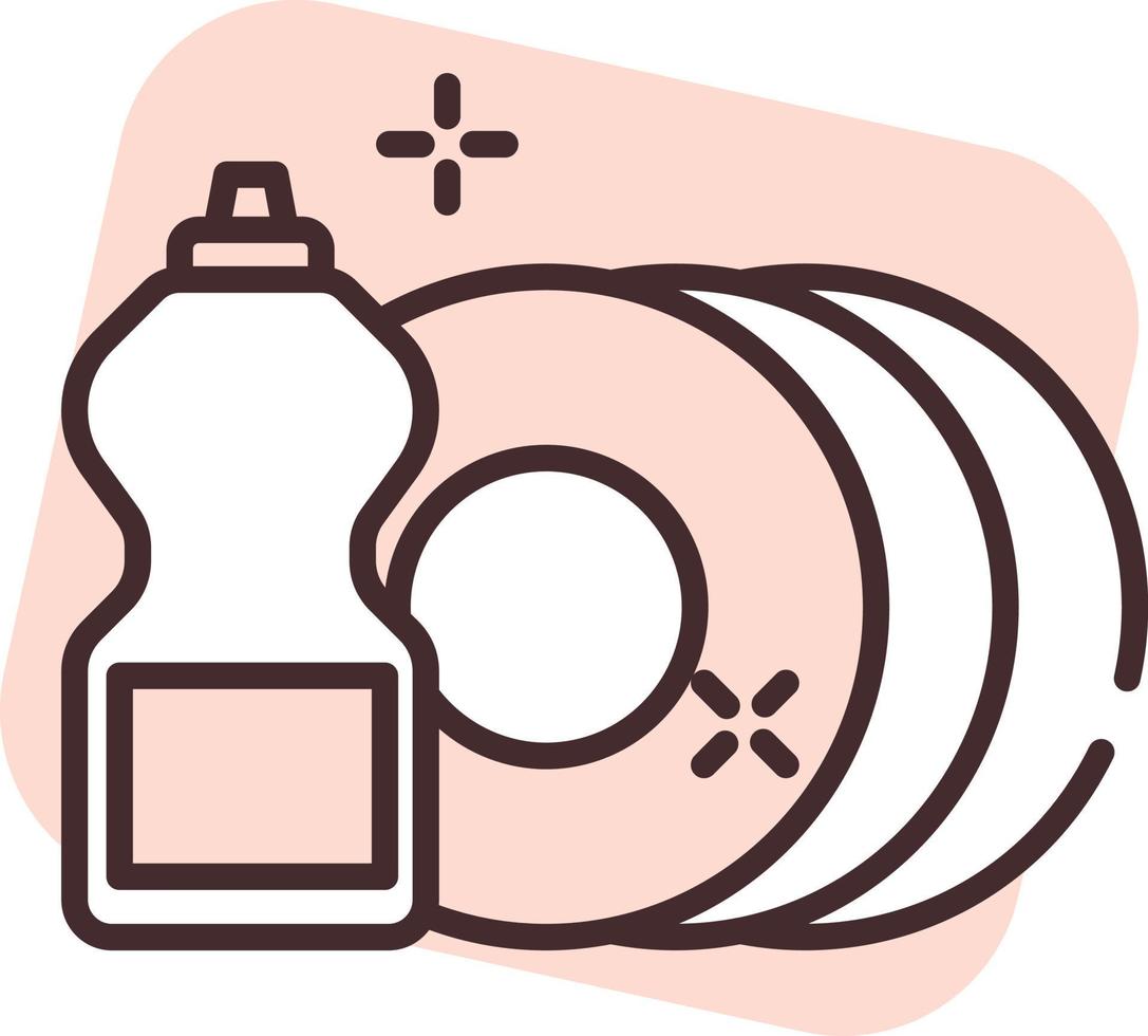 Cleaning dishes, icon, vector on white background.