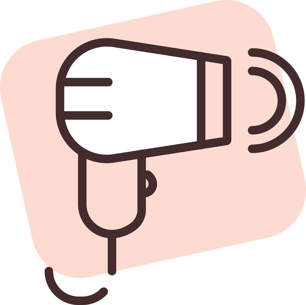 Electronics blowdryer, icon, vector on white background.