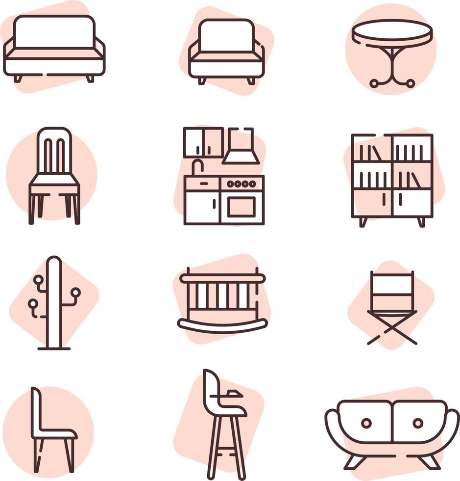 Home Furniture, icon, vector on white background.