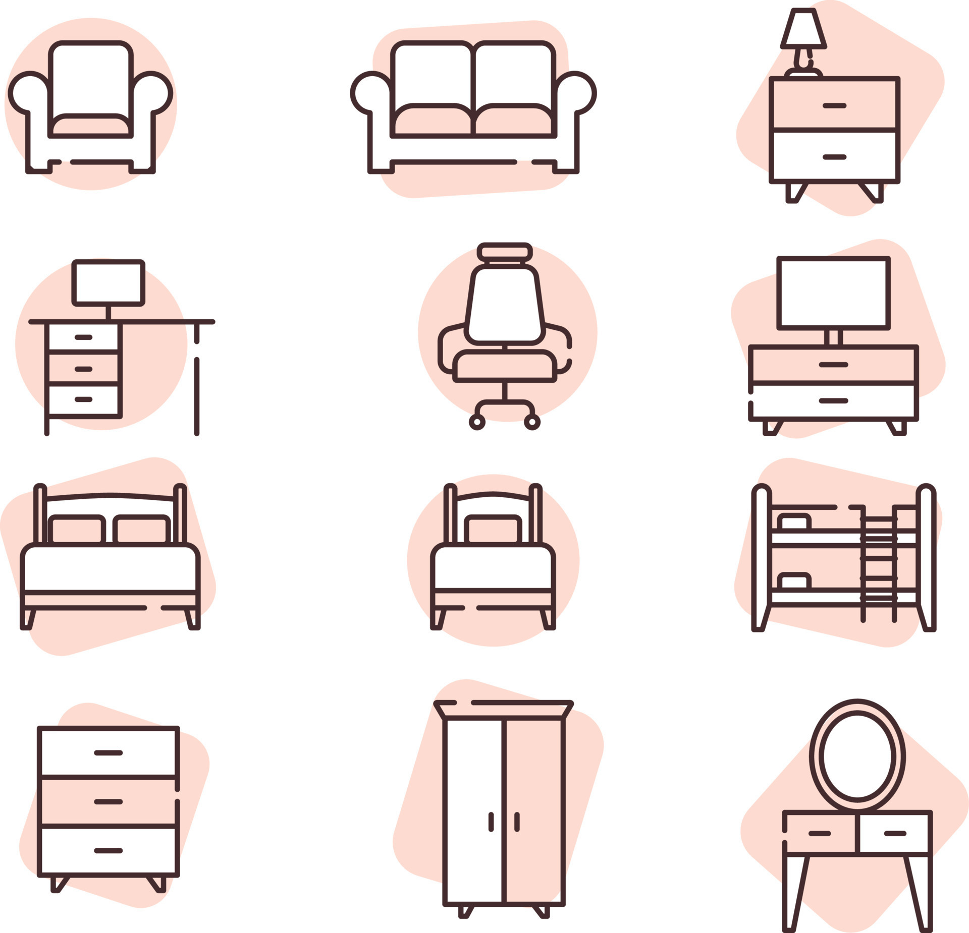 conjunto de iconos de cosas para el hogar. iconos de muebles y  electrodomésticos. 17019071 Vector en Vecteezy