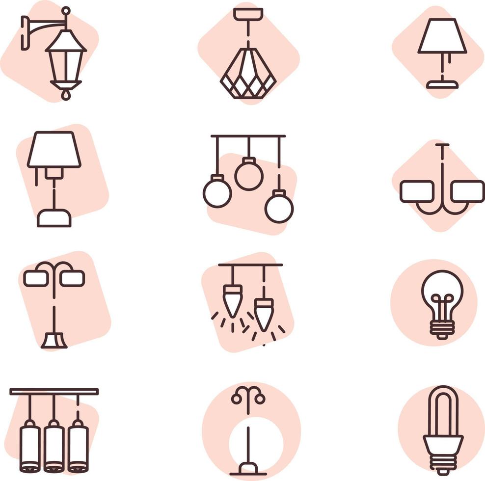 Light icon set, icon, vector on white background.