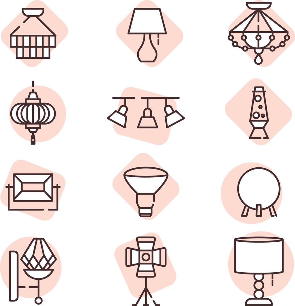 Light icon set, icon, vector on white background.