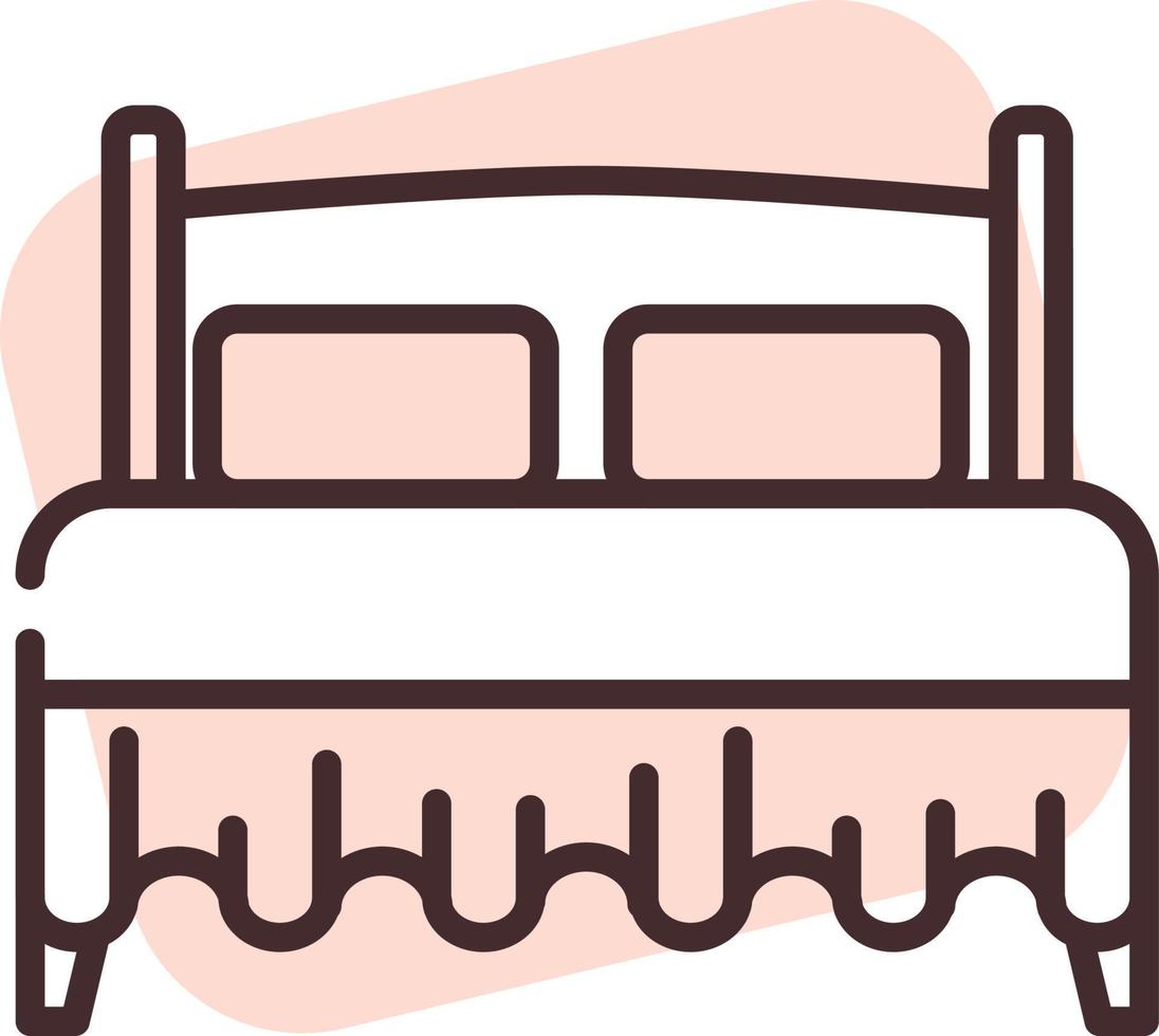 Home textile double sized bed, icon, vector on white background.