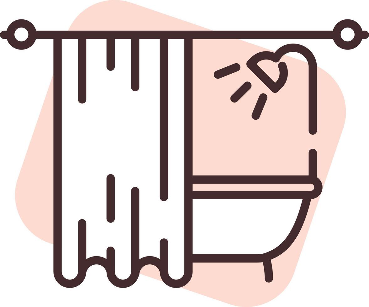 Cortina de ducha de textiles para el hogar, icono, vector sobre fondo blanco.