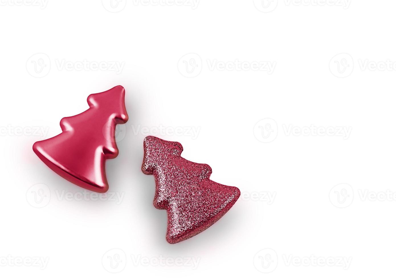 Vintage glass toy for decoration of Christmas tree. Close-up, isolated on white background for your design. Viva Magenta color trendy 2023. Rich pink color, raspberry color photo