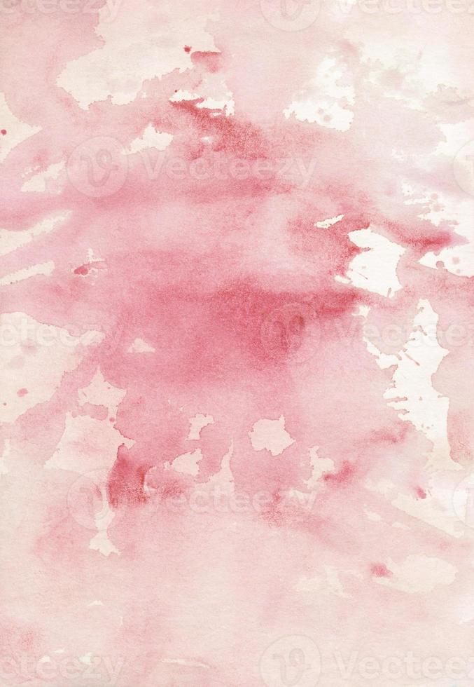Watercolor light red splash background texture. Coral and white liquid backdrop. Artistic watercolour overlay. Stains on paper. photo