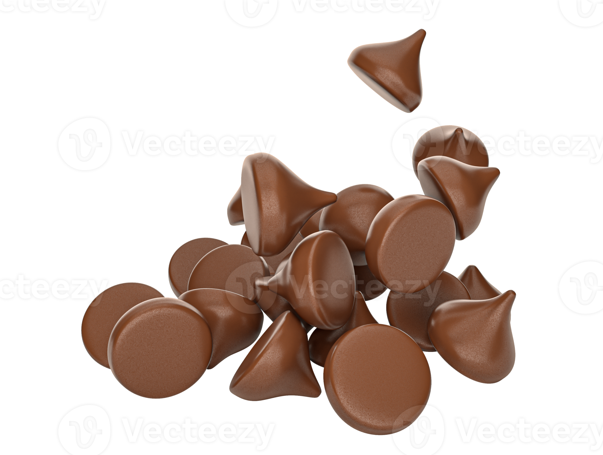 Scattering of tasty chocolate chips Chocolate morsels choco chips 3d ...