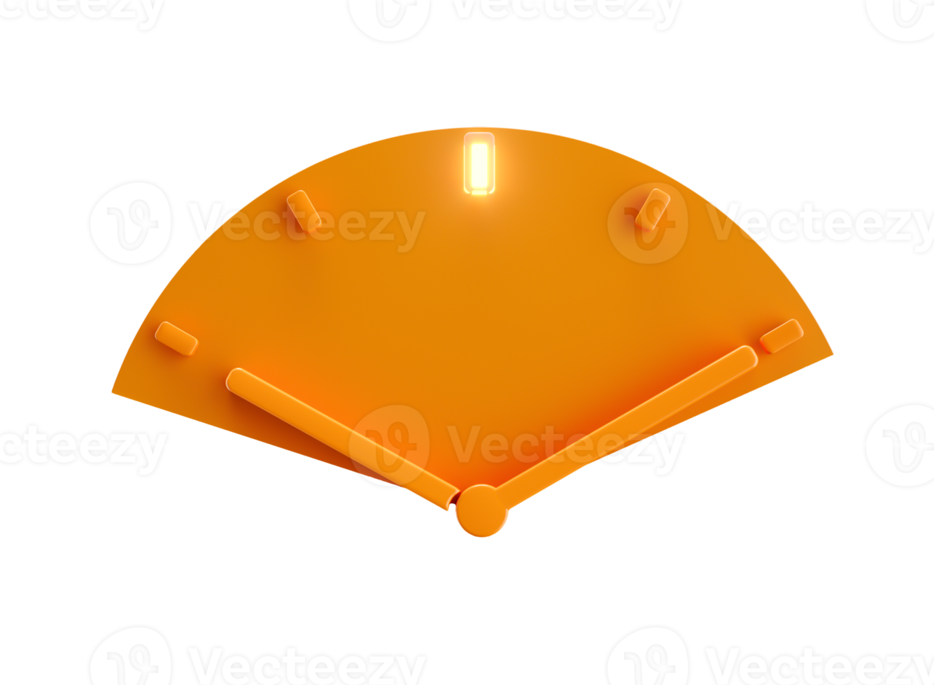 Clock time 3d sliced cut set of orange backlit hour acrylic needle Minimal creative concept 3d illustration png