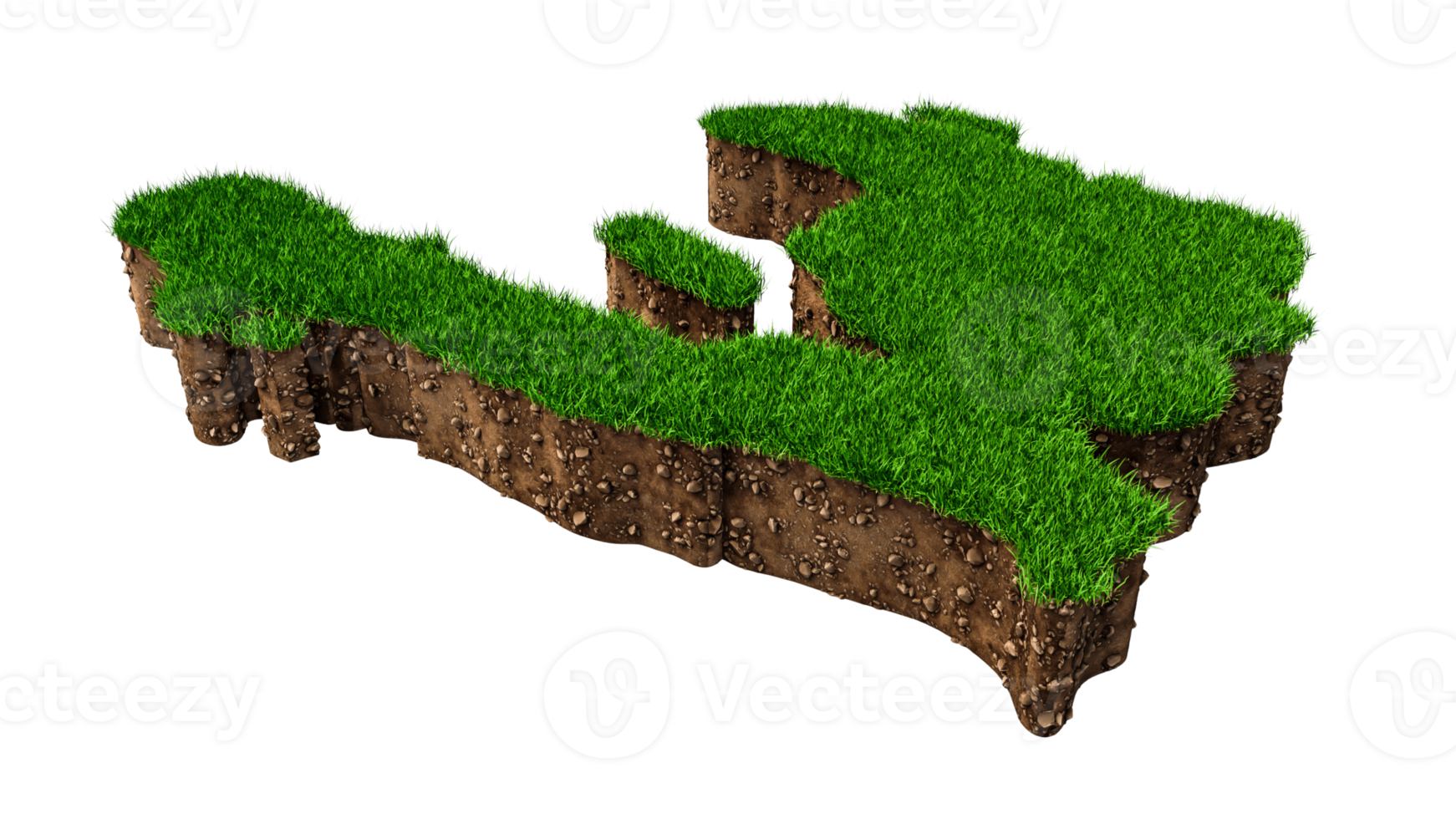 Haiti Map Grass and ground texture 3d illustration png