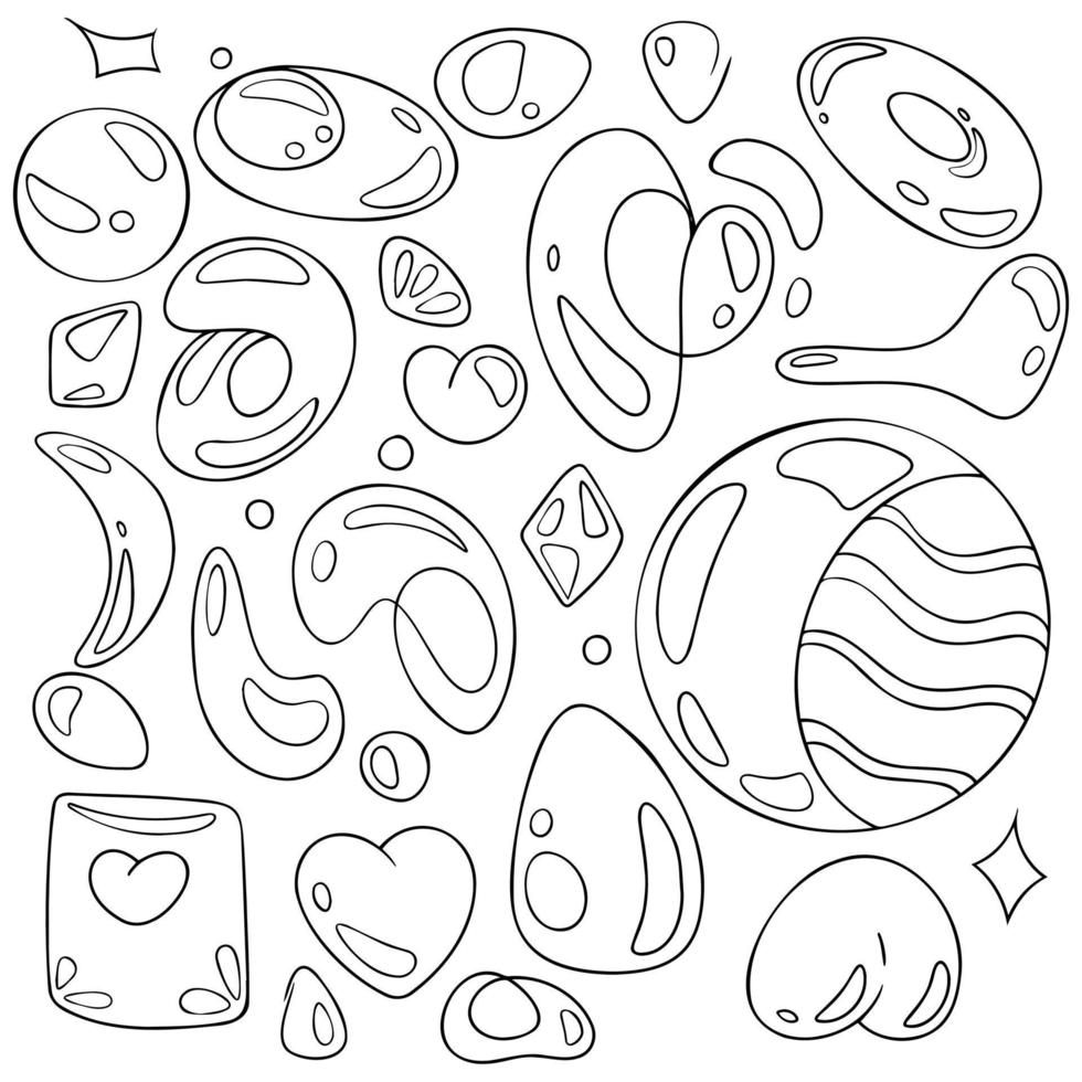 A set of linear doodles of different shapes vector