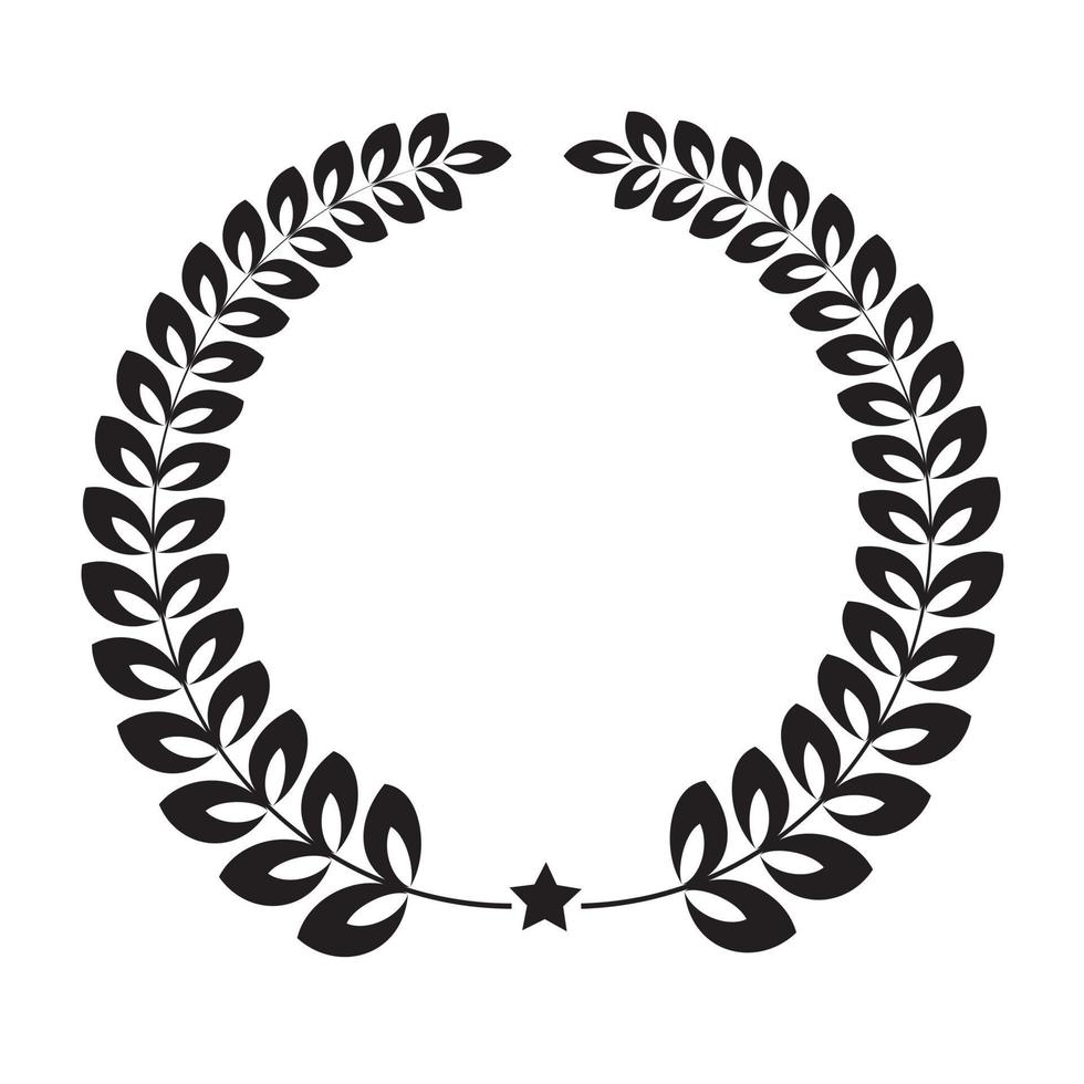 Laurel wreath silhouette made of dried branches and leaves illustration isolated on a white background vector