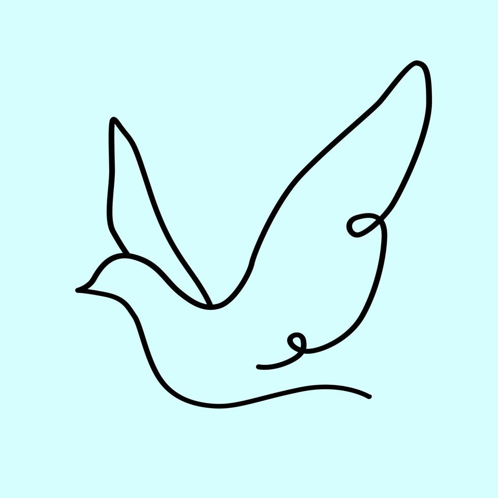 Cute flying dove line art vector