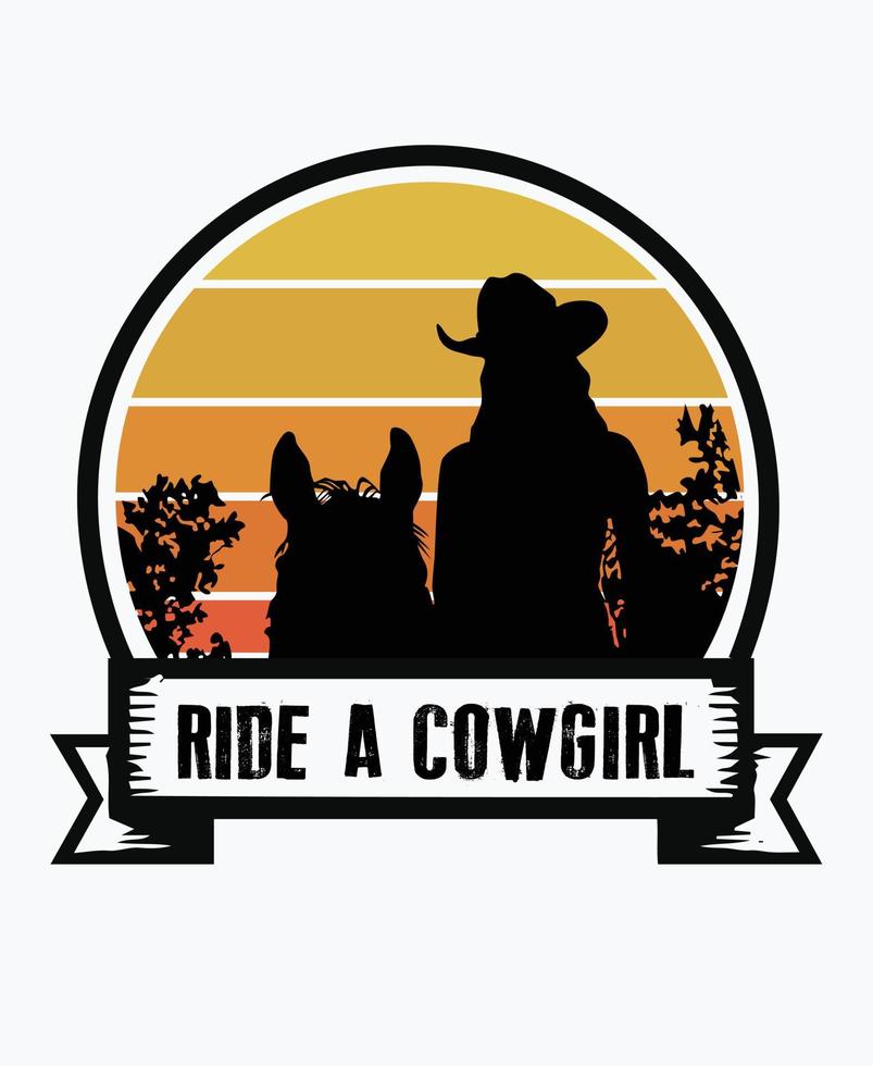 Vintage cowgirl t shirt template design. vector