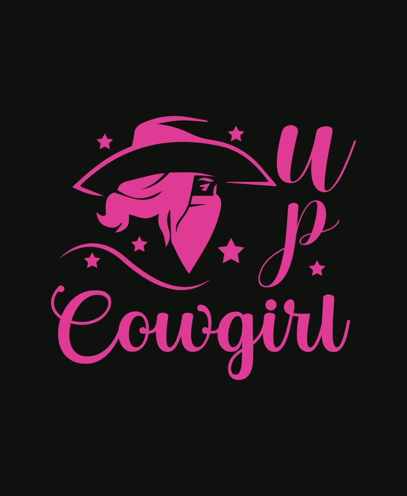 Typography cowgirl t shirt template design. vector